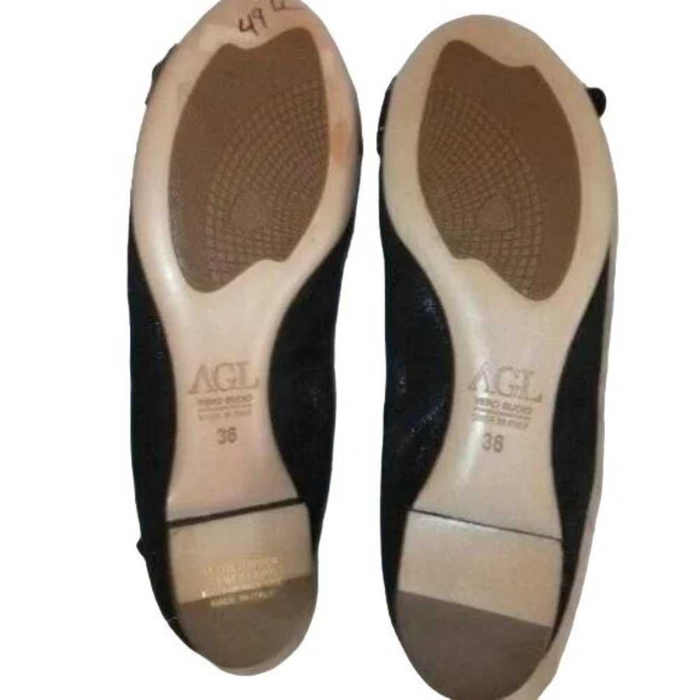 AGL Attilio Giusti Leombruni Shimmer Suede Peep Toe Ballet Flats Shoes 6 - Picture 6 of 6